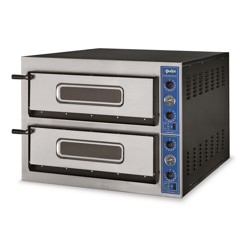 FORNO PIZZA ELETTRICO AD ALTA RESA a 2 camere in pietra refrattaria, n. 6+6  pizze fino Ø cm. 35 Q5004| Assogi Qucino