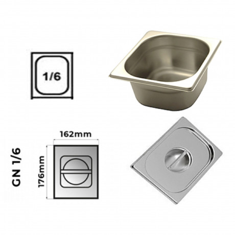 BACINELLA INOX GN 1/6 profondità h. 100 mm. per mod. Q3035