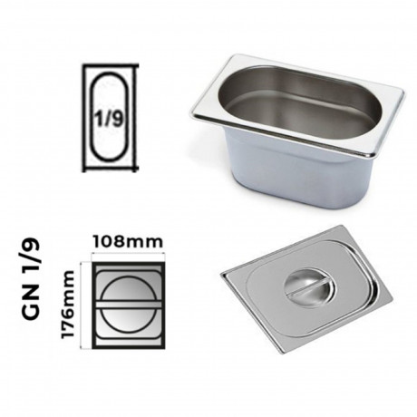 BACINELLA INOX GN 1/9 profondità h. 100 mm. per mod. Q3035