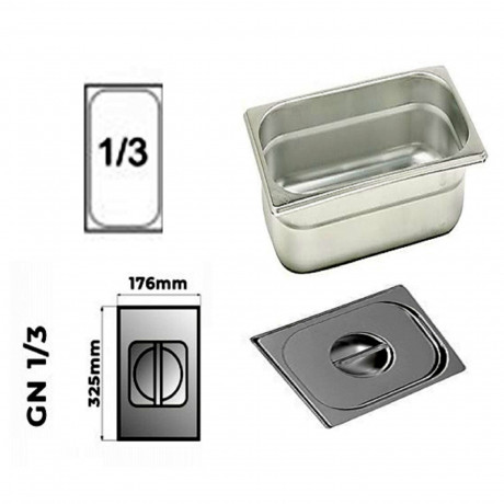 BACINELLA INOX GN 1/3 profondità h. 150 mm. per mod. Q3035