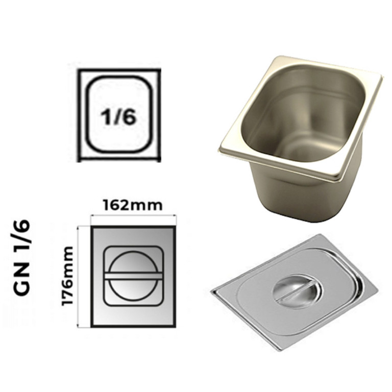 BACINELLA INOX GN 1/6 profondità h. 150 mm. per mod. Q3035